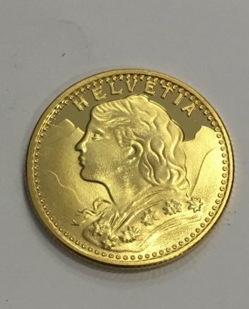 Позлатена Френска монета HELVETIA 20 FR ZFR0002