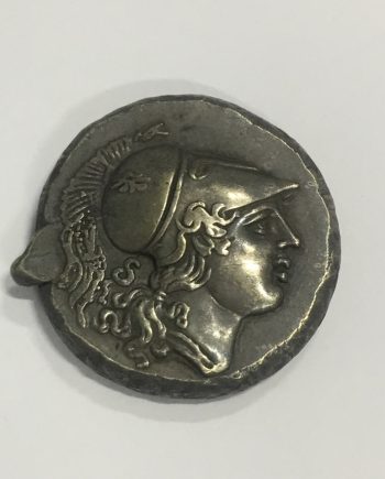 Посребрена гръцка монета тетрадрахма каляска TALENO AT0052