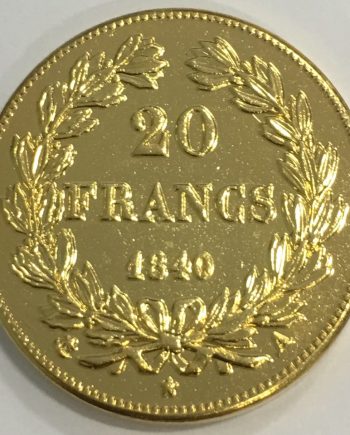 Позлатена френска монета 20 франка 1840 г. ZFR0009